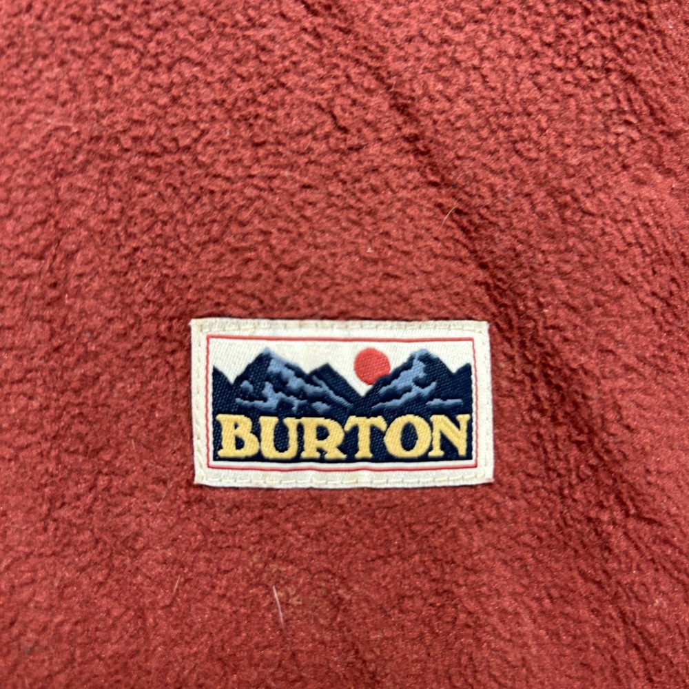 Burton Durable Goods Mens Large Full Zip Fleece Jacket Rust Red Mountain Patch - Picture 2 of 8